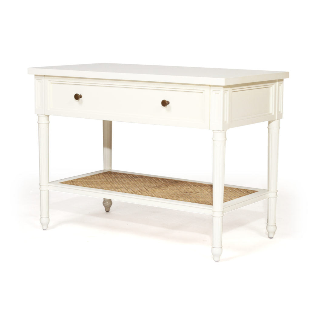 Hampton Cane Nightstand / Mahogany Bedside – White - 0.91m