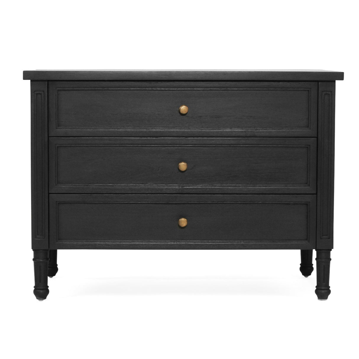 Hampton Cedar Bedside Table/ Nightstand – 3 Drawer – Black– 0.91m