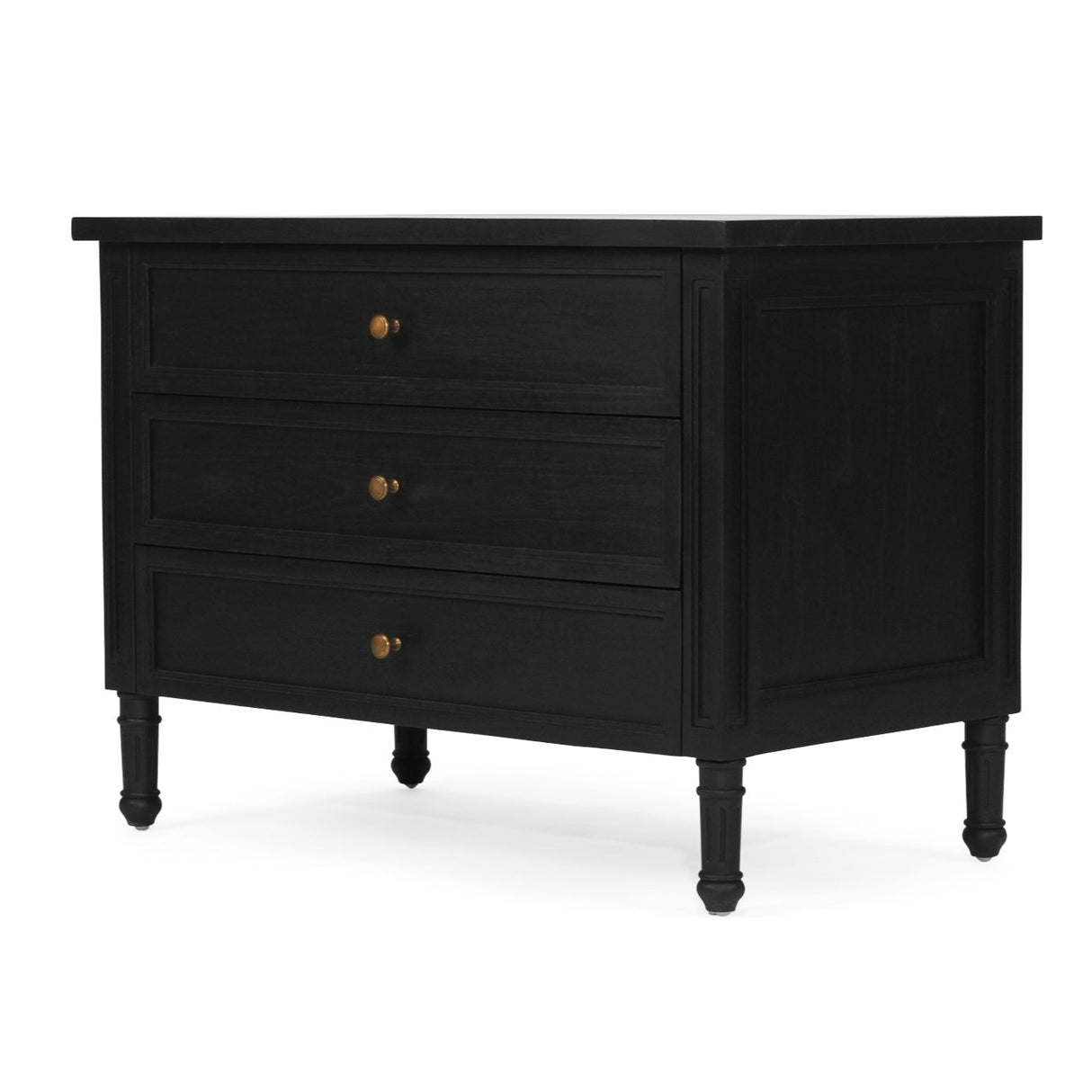 Hampton Cedar Bedside Table/ Nightstand – 3 Drawer – Black– 0.91m