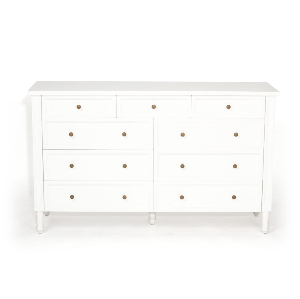 Hampton Dresser - Weathered Oak with Nine Drawers - 1.54m – White