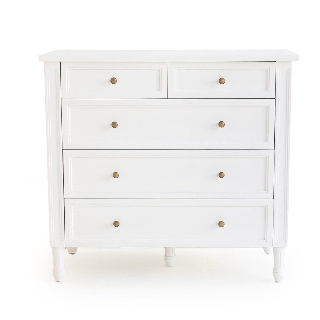 Hampton Solid Mahogan Dresser – 5 Drawer - 1.0m - White