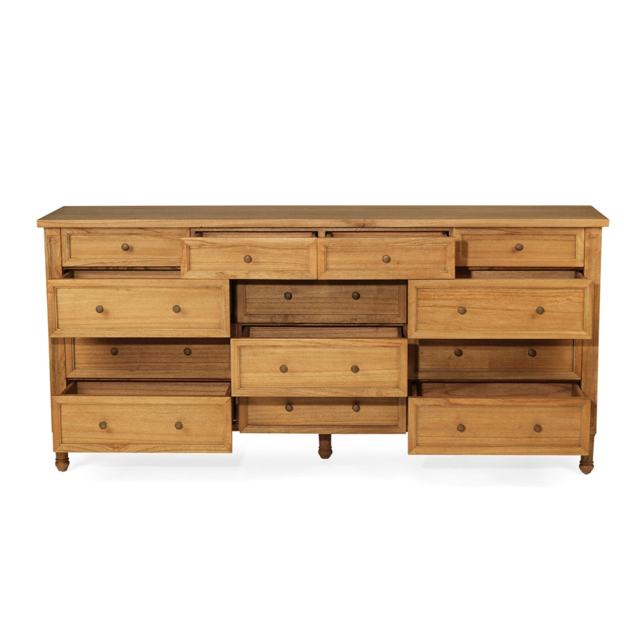 Hampton Weathered Oak Dresser 13 Drawer – 2.0m