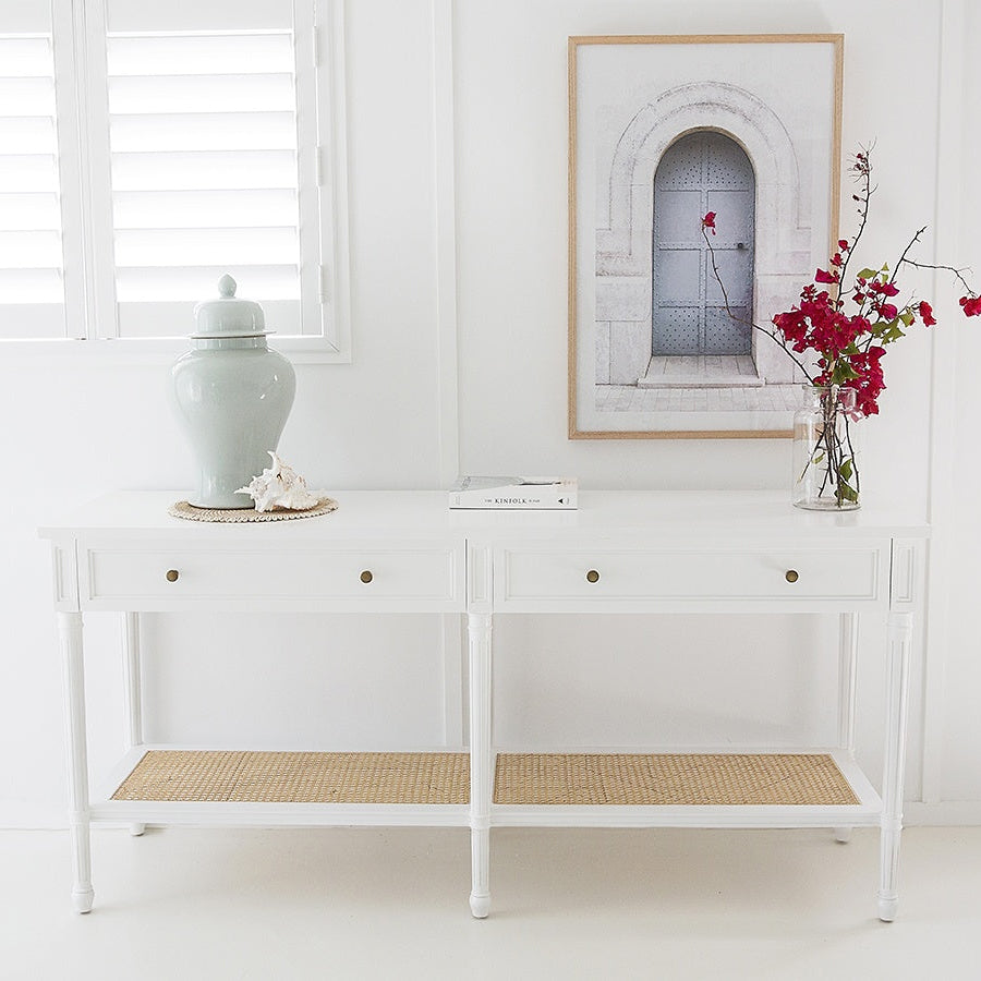 Hampton Wide Console Table – White – 1.85m