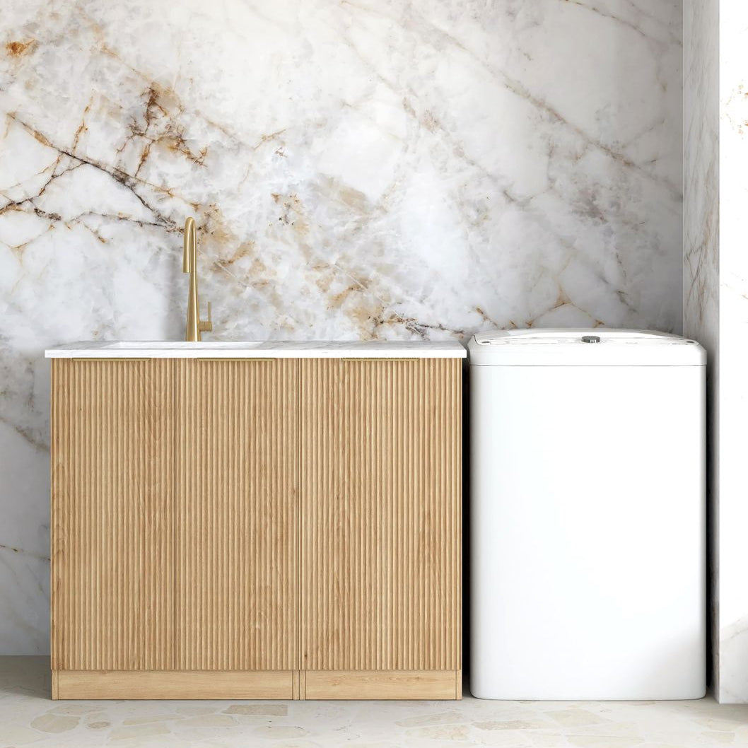 Havana Woodland Oak Base Laundry Cabinet with Stone Top and Sink 1060x600x900