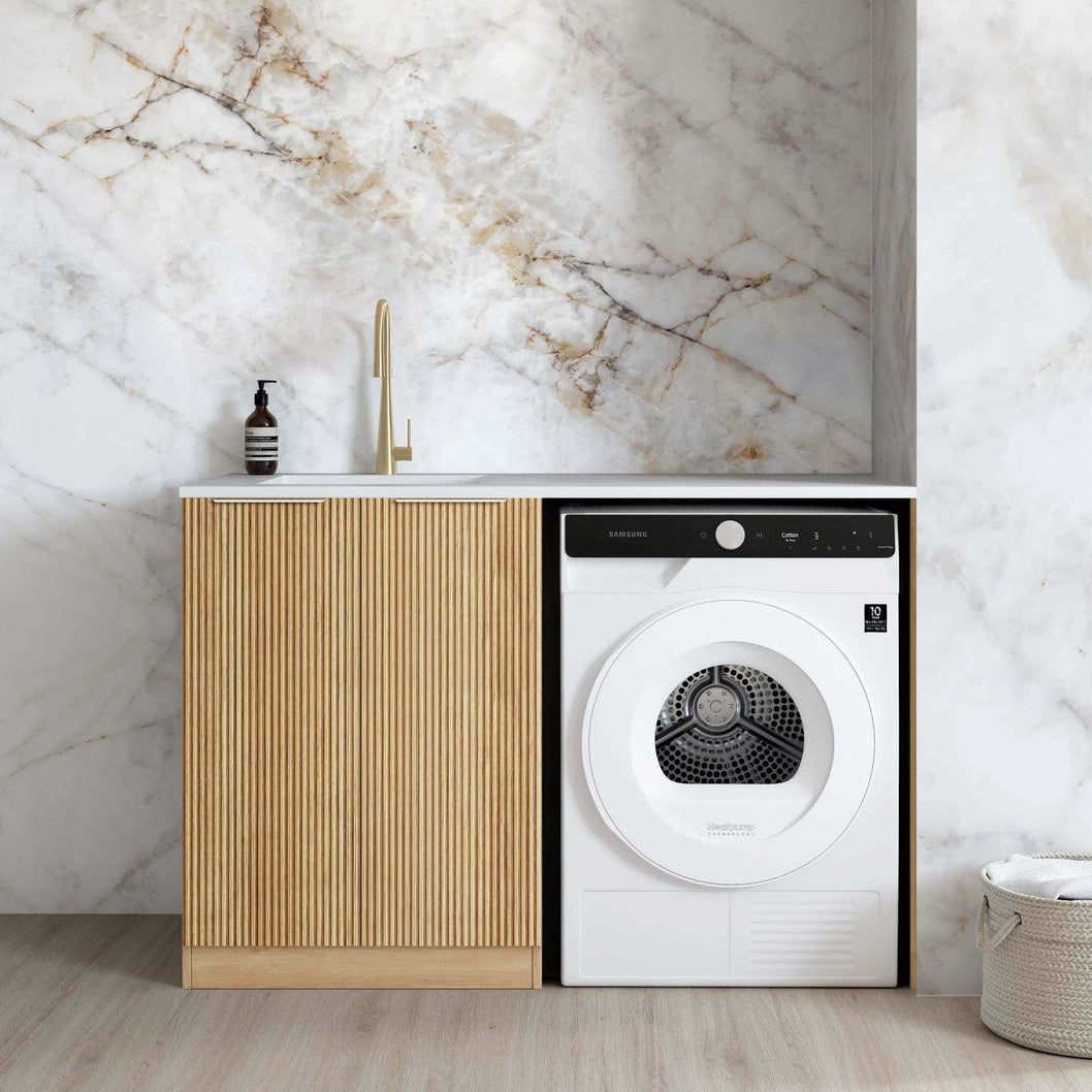 Havana Woodland Oak Base Laundry Cabinet with Stone Top and Sink 1300x600x900