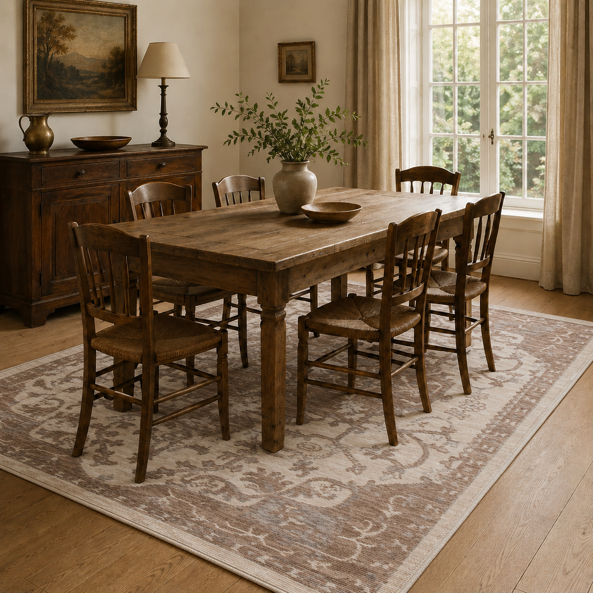 Horizon Ivory Beige Medallion Rug H114