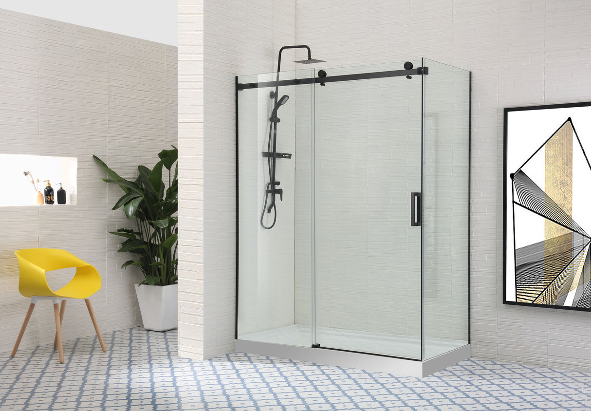 COVEY Wall To Wall Frameless Single Sliding Door Shower Screen Square Handle 1180 - 2000mm
