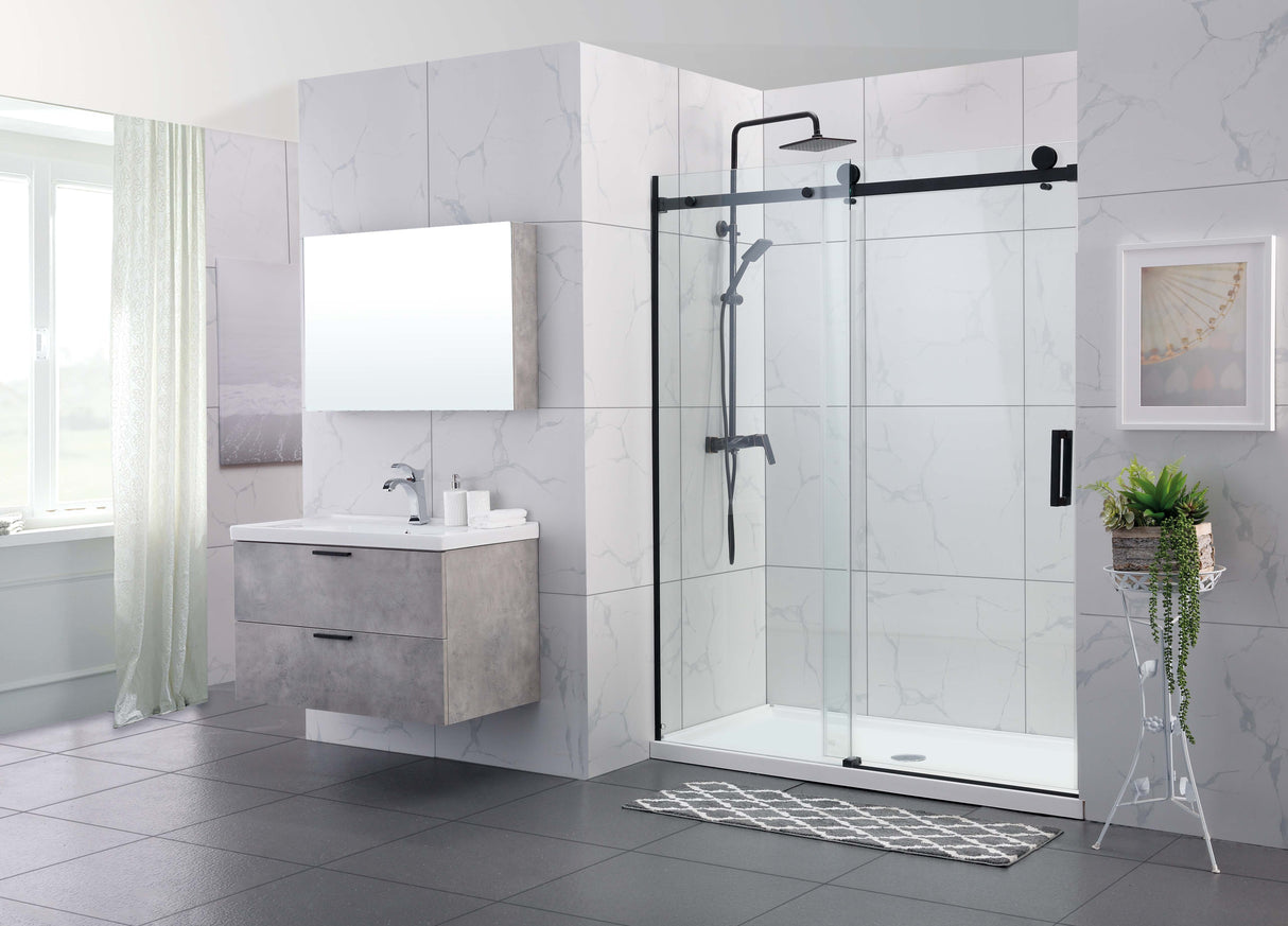 COVEY Wall To Wall Frameless Single Sliding Door Shower Screen Square Handle 1180 - 2000mm