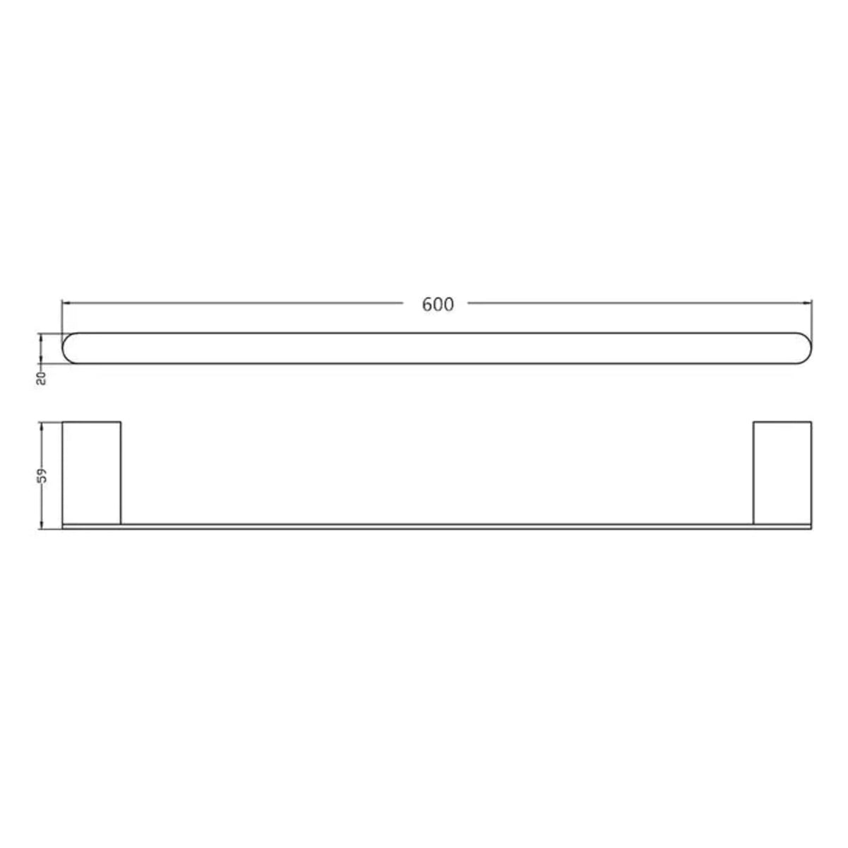 ZEVIO Single Towel Rail (600mm) - Chrome