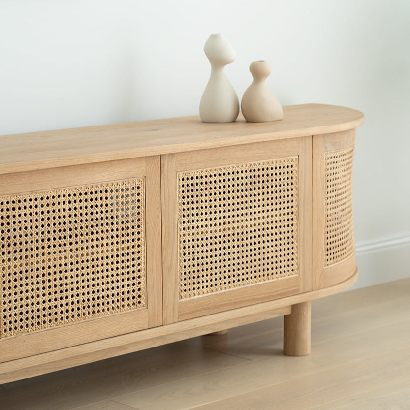 Indigo Entertainment Unit – Six Door – Natural – Round End - 0.6m