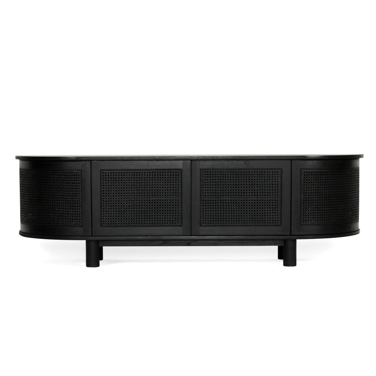 Indigo White Cedar Entertainment Unit – Four Door – Black – Round End 2m