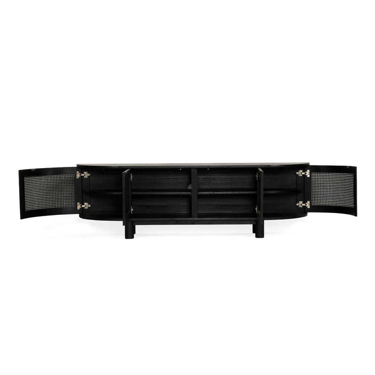 Indigo White Cedar Entertainment Unit – Four Door – Black – Round End 2m
