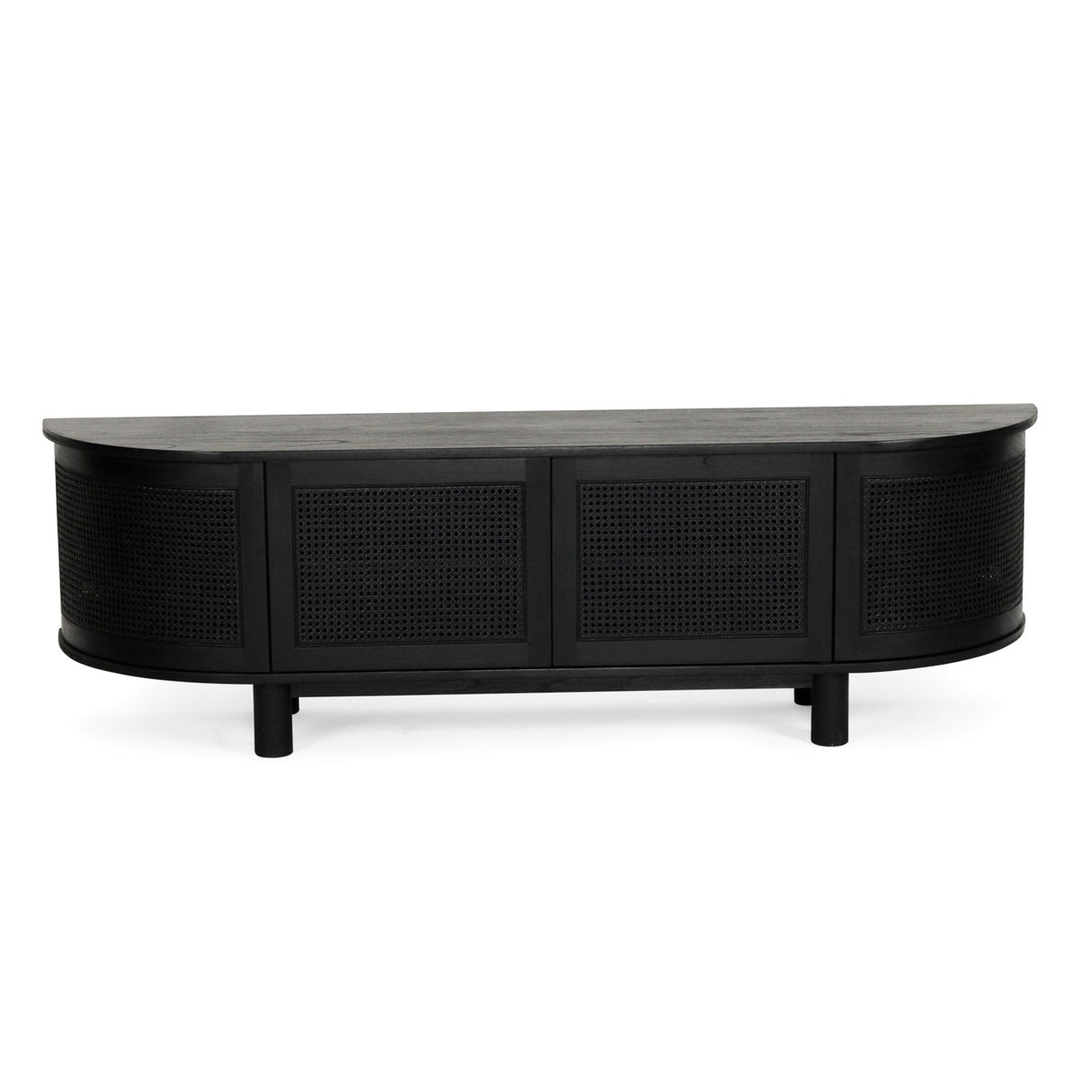 Indigo White Cedar Entertainment Unit – Four Door – Black – Round End 2m