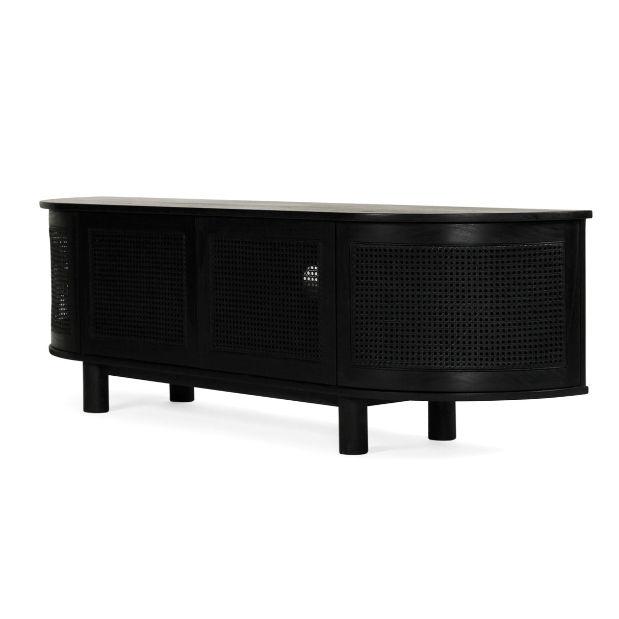Indigo White Cedar Entertainment Unit – Four Door – Black – Round End 2m