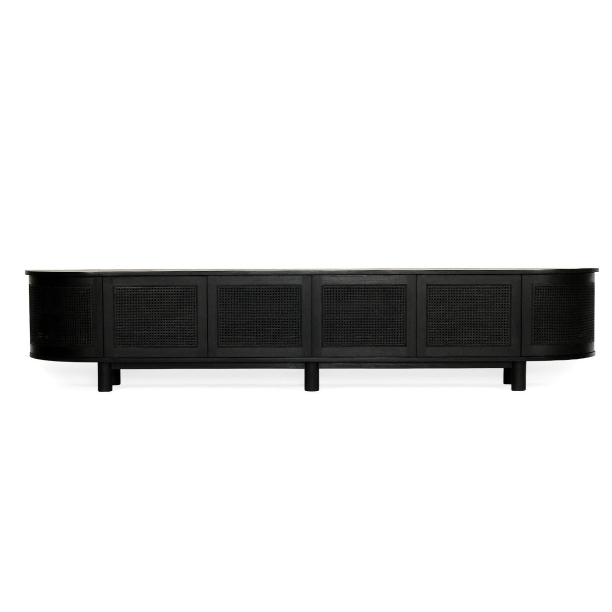 Indigo Whitley Cedar Entertainment Unit – Six Door – Black – Round End 3m