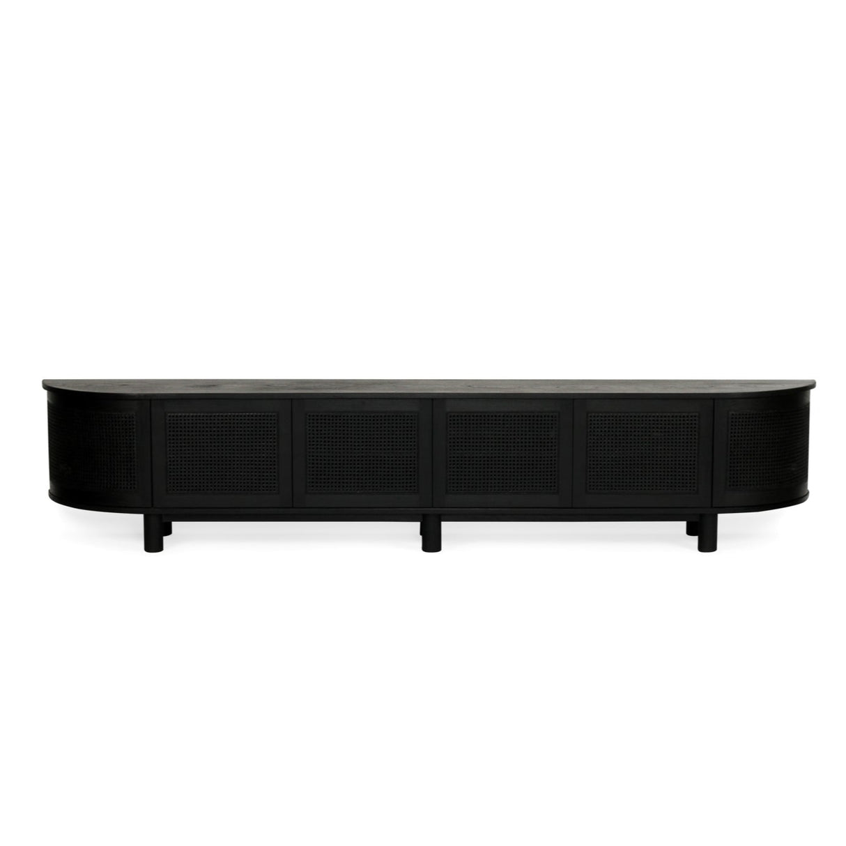 Indigo Whitley Cedar Entertainment Unit – Six Door – Black – Round End 3m