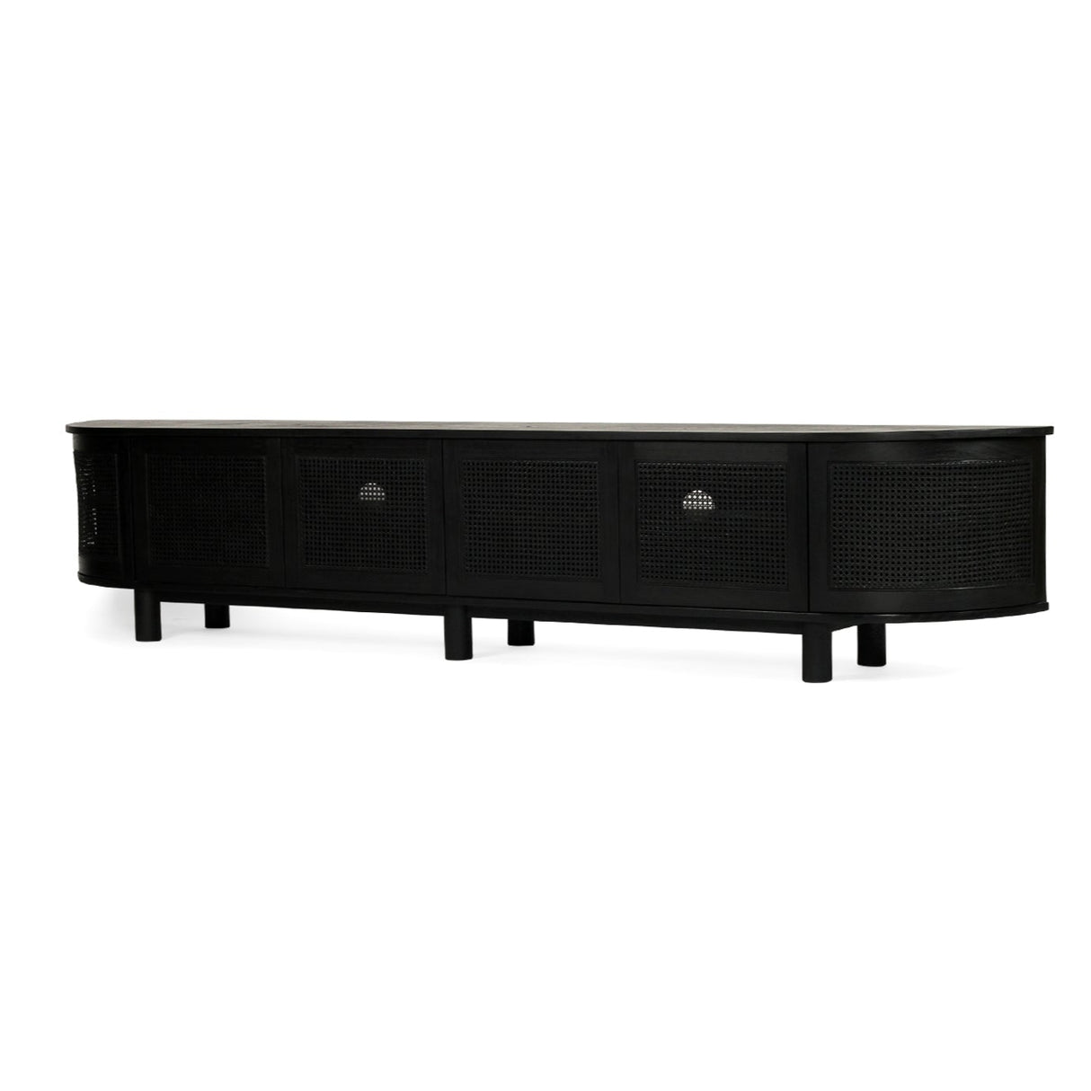 Indigo Whitley Cedar Entertainment Unit – Six Door – Black – Round End 3m