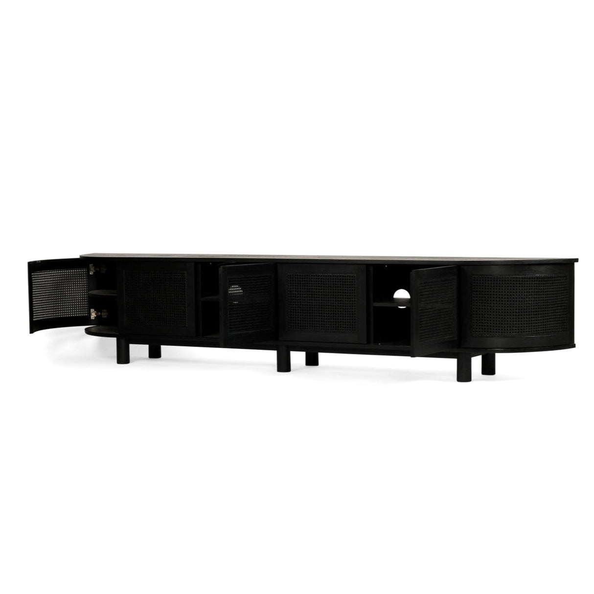 Indigo Whitley Cedar Entertainment Unit – Six Door – Black – Round End 3m