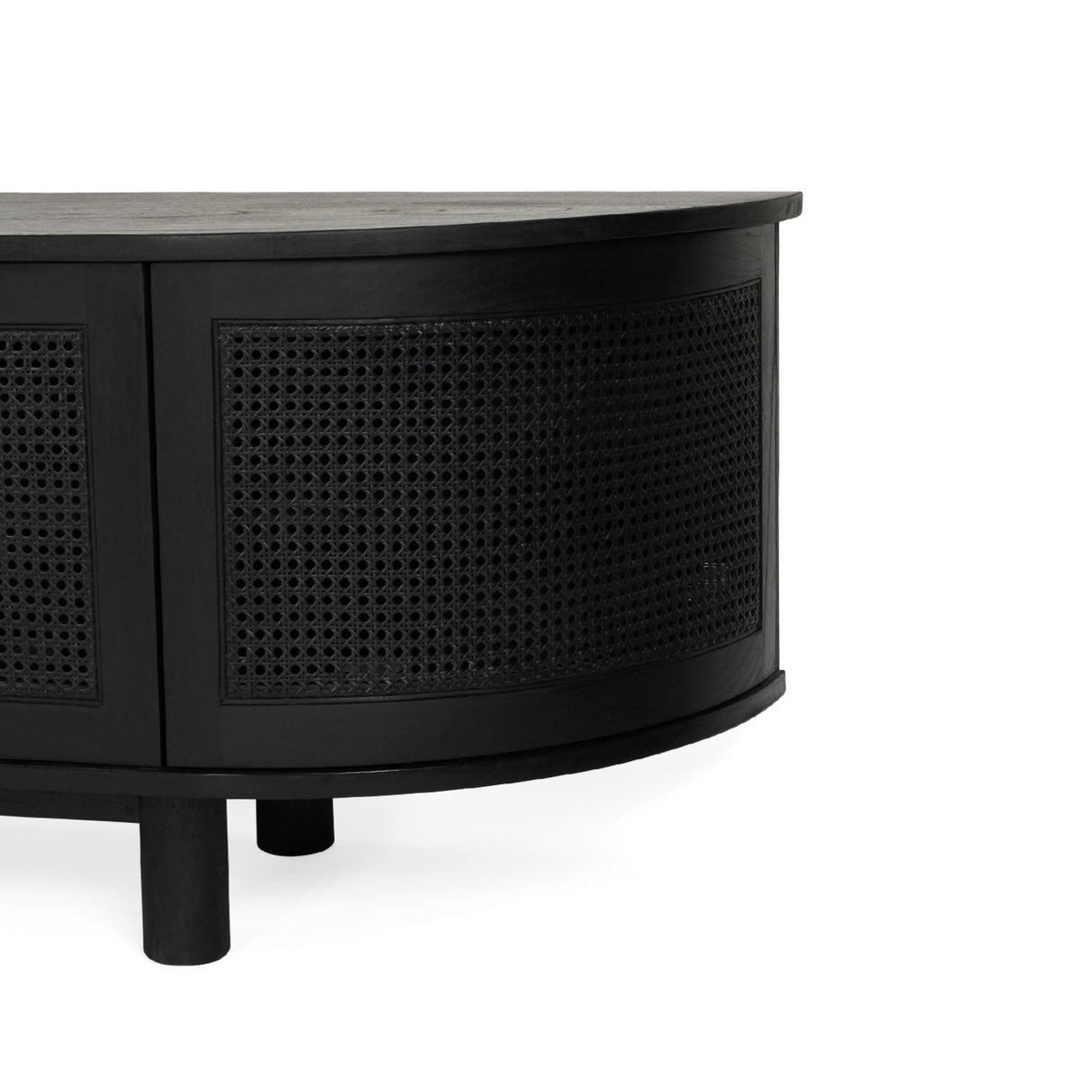 Indigo Whitley Cedar Entertainment Unit – Six Door – Black – Round End 3m