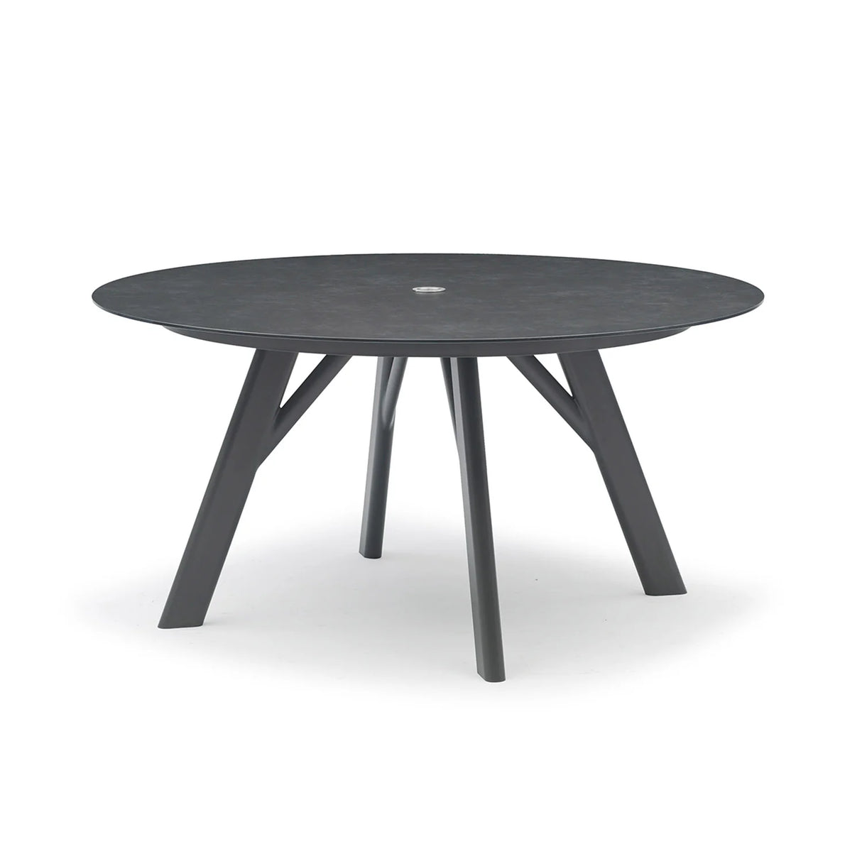 Iowa Outdoor Aluminium Round Dining Table with High-pressure Laminate Top in Charcoal/Teak Look