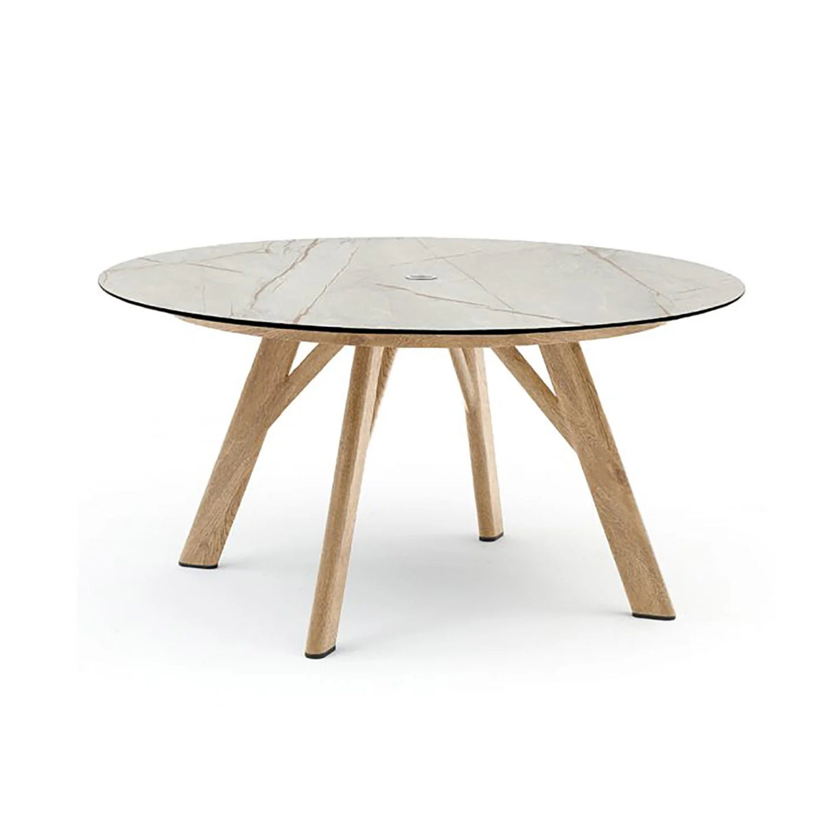 Iowa Outdoor Aluminium Round Dining Table with High-pressure Laminate Top in Charcoal/Teak Look