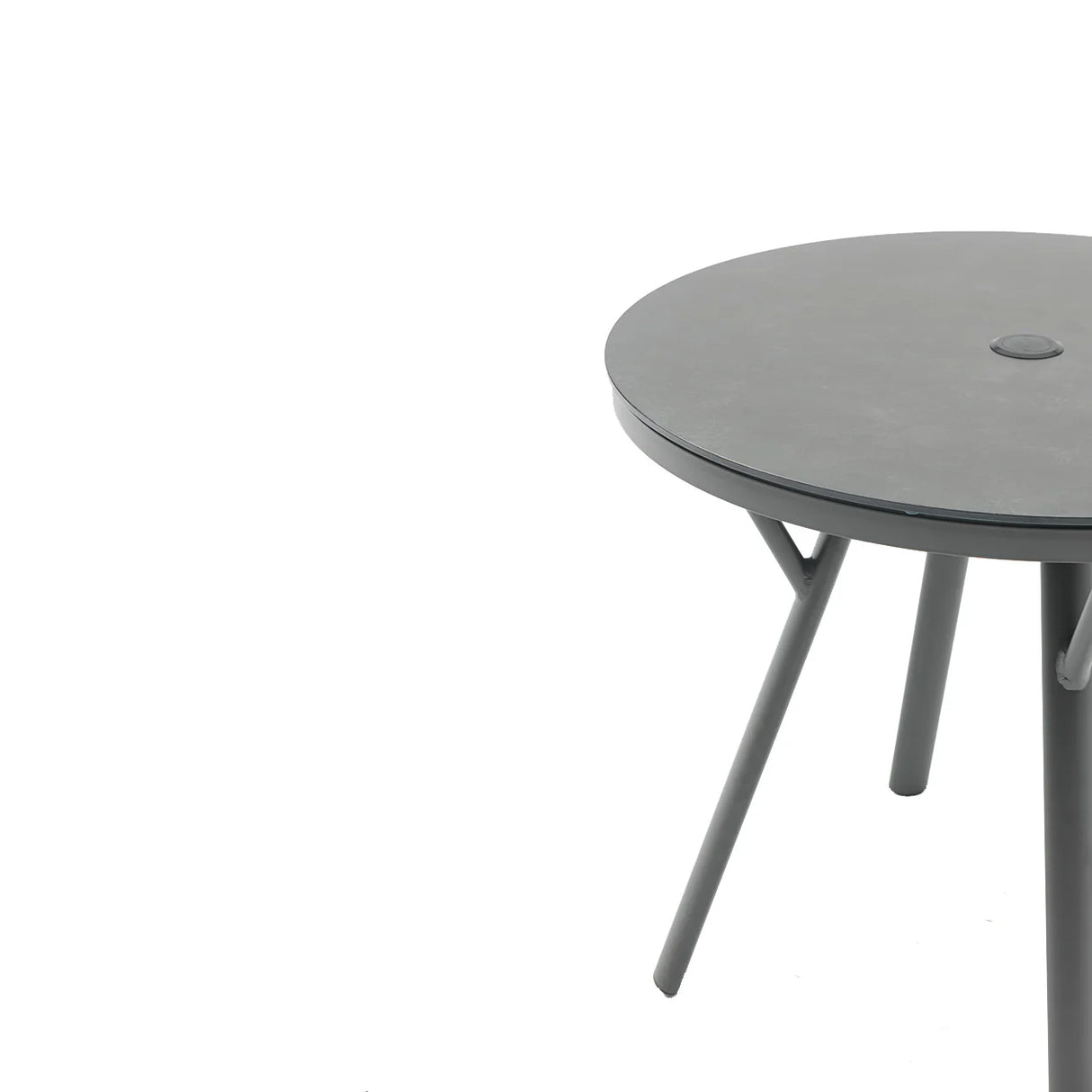 Iowa Outdoor Aluminium Round Dining Table with High-pressure Laminate Top in Charcoal/Teak Look