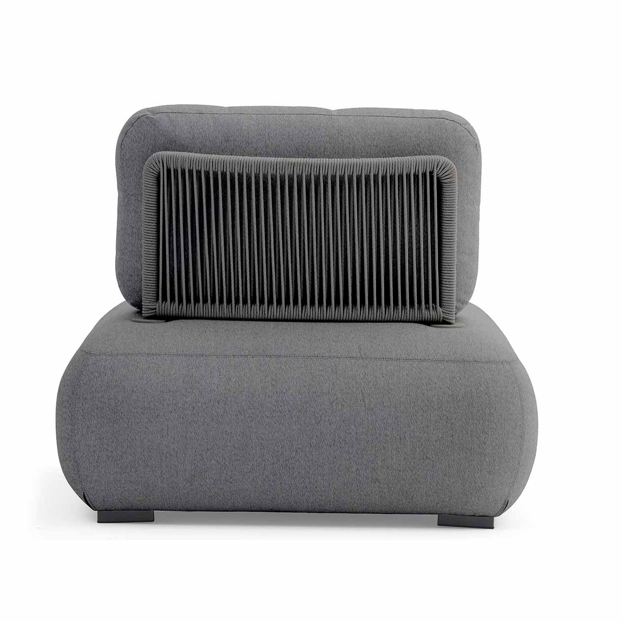 Iowa Outdoor Aluminium Upholstered Armless Chair in Charcoal/Light Grey/Mustard