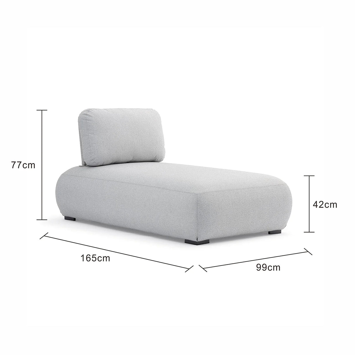 Iowa Outdoor Aluminium Upholstered Chaise Lounge in Charcoal/Light Grey