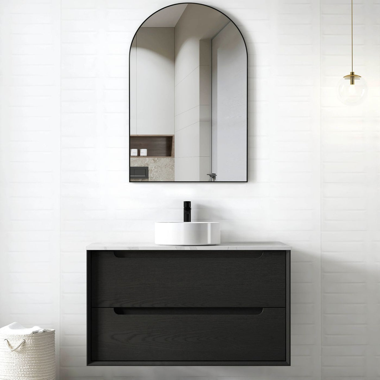KAKADU Wall Hung Vanity 900mm Black Oak