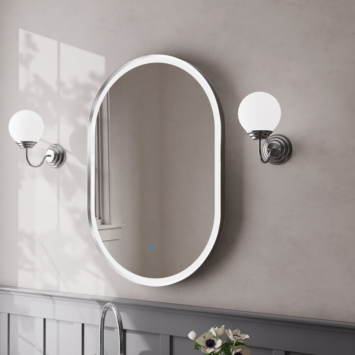 Firenze Oval Front-Lit LED Frosted Mirror (600x900mm)