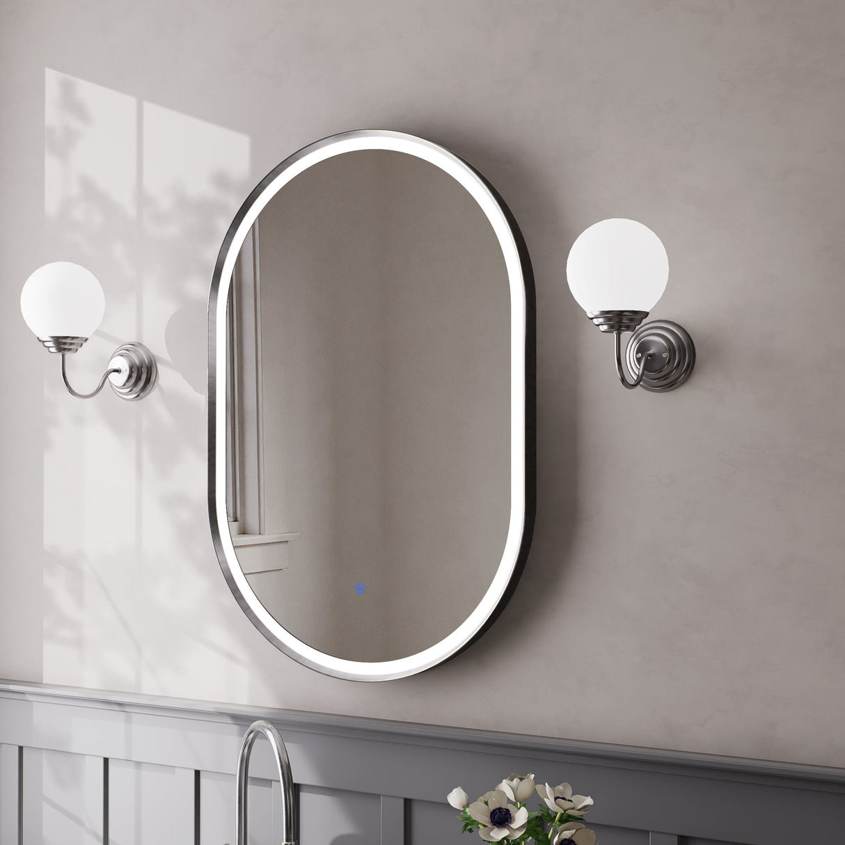 Firenze Oval Front-Lit LED Frosted Mirror (600x900mm)