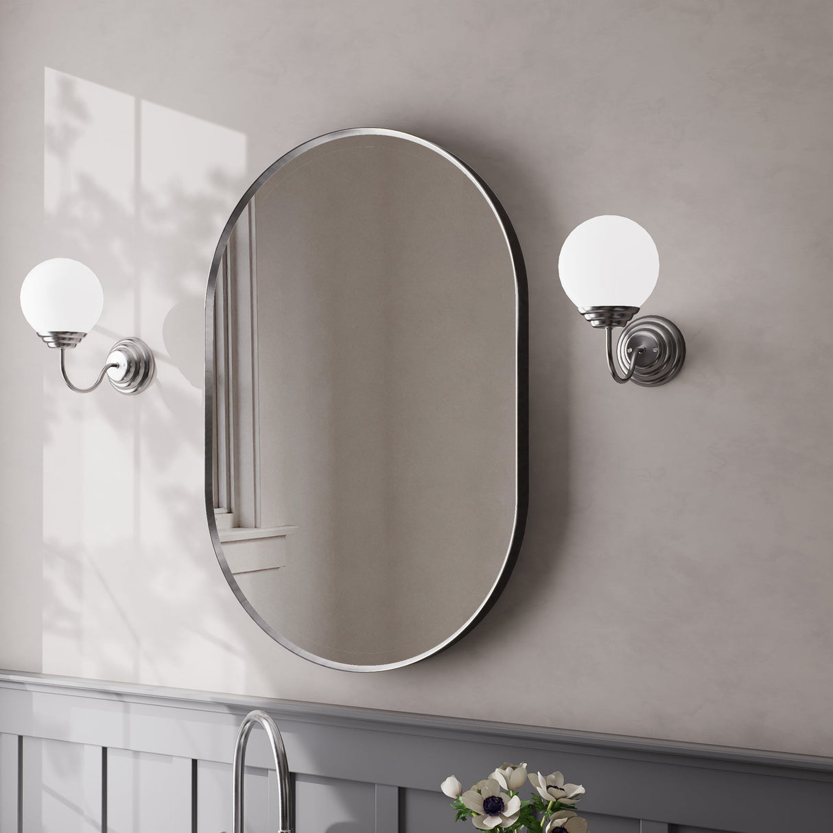Firenze Oval Front-Lit LED Frosted Mirror (600x900mm)