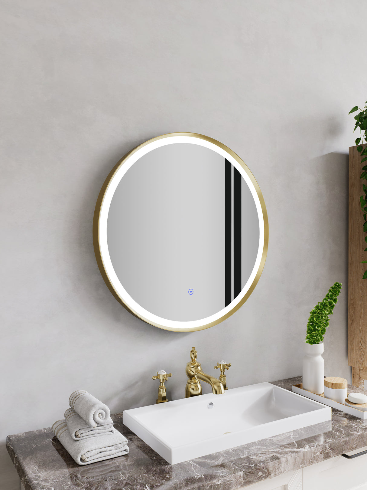 Firenze Round Front-Lit LED Frosted Mirror (800x800mm)