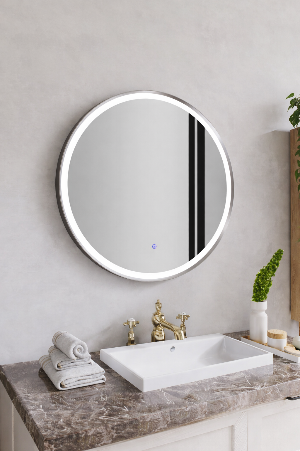 Firenze Round Front-Lit LED Frosted Mirror (800x800mm)