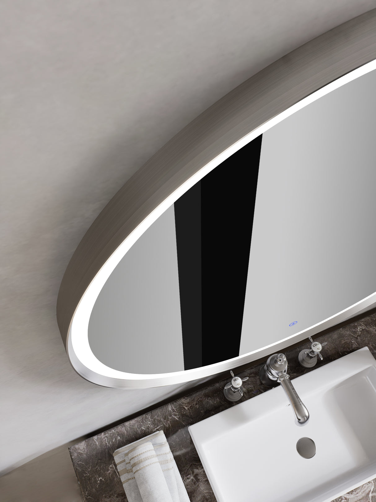 Firenze Round Front-Lit LED Frosted Mirror (800x800mm)