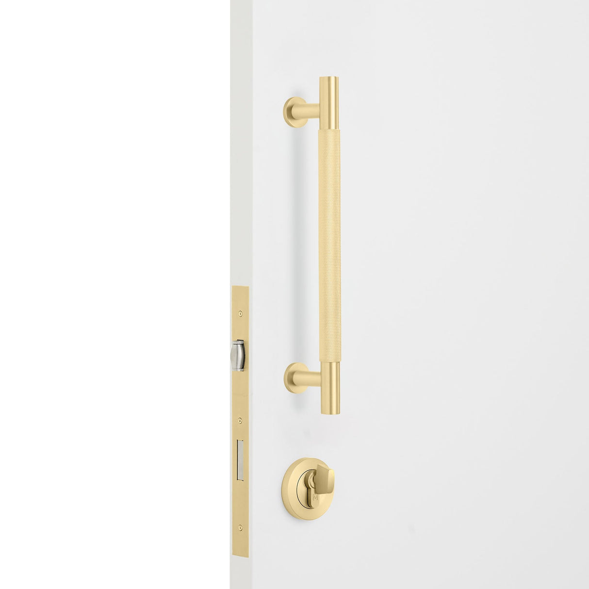 Manovella Entrance Roller Lock Kit - Charmian Pull-Satin Brass