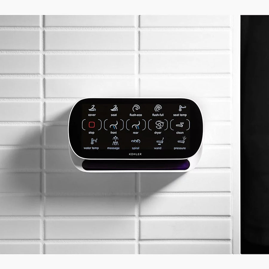 KOHLER Veil Intelligent Rimless Wall Hung Toilet With Bluetooth Remote Bidet Package Elongated Gloss White