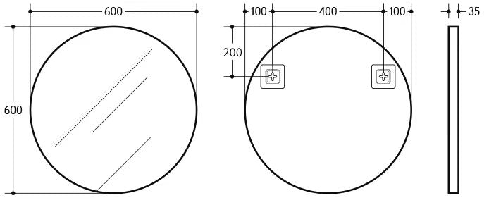 Poseidon Round Framed Mirror 600/700/800mm - Matte Black