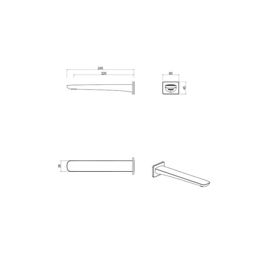 Kaza Straight -Bath Spout