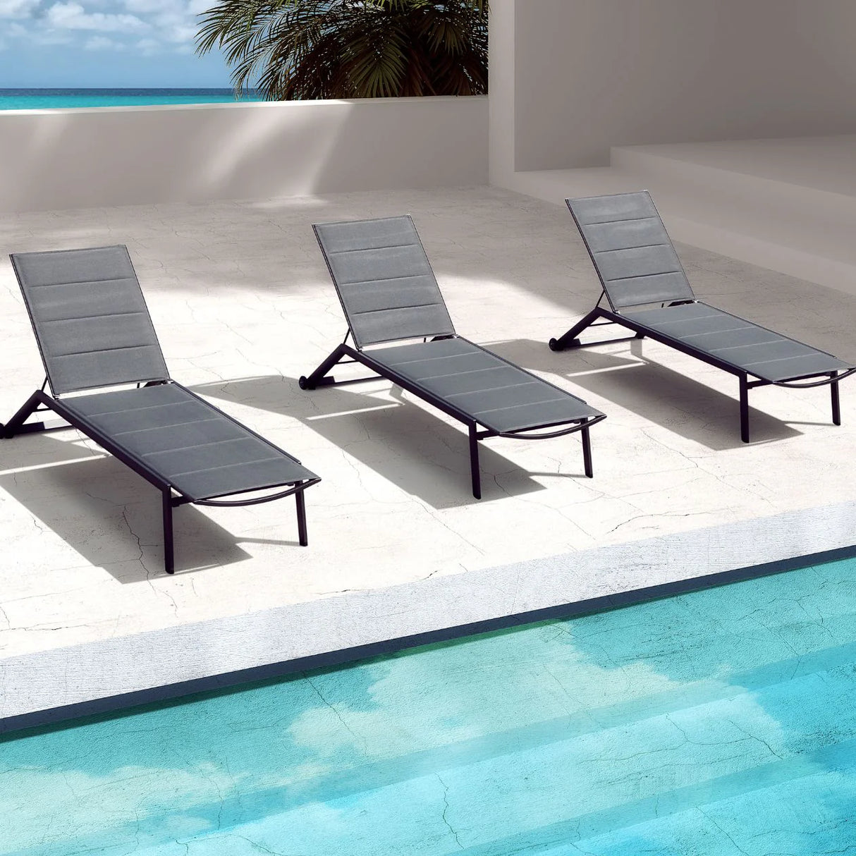 Kent Outdoor Aluminium Sun Lounger in Charcoal/White