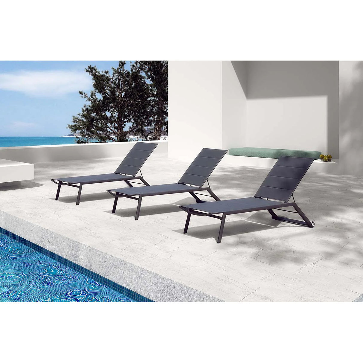 Kent Outdoor Aluminium Sun Lounger in Charcoal/White