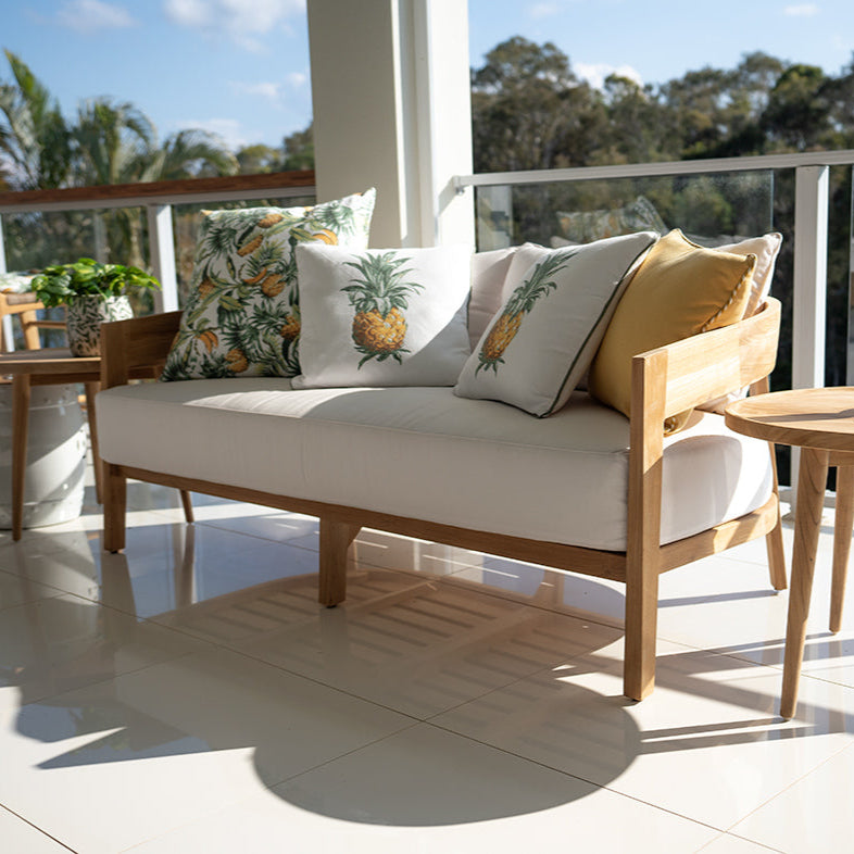 Kingston Teak Outpost Sofa – 2 Seater – Canvas Natural - 1.73m
