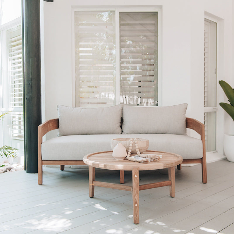 Kingston Teak Outpost Sofa – 2 Seater – Canvas Natural - 1.73m