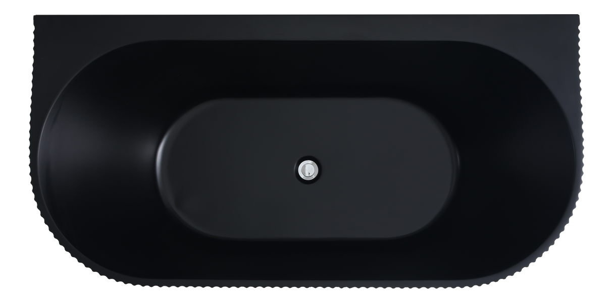 Bari Back to Wall Oval Bathtub with Non-Overflow (Matte Black) (1500/1700mm)