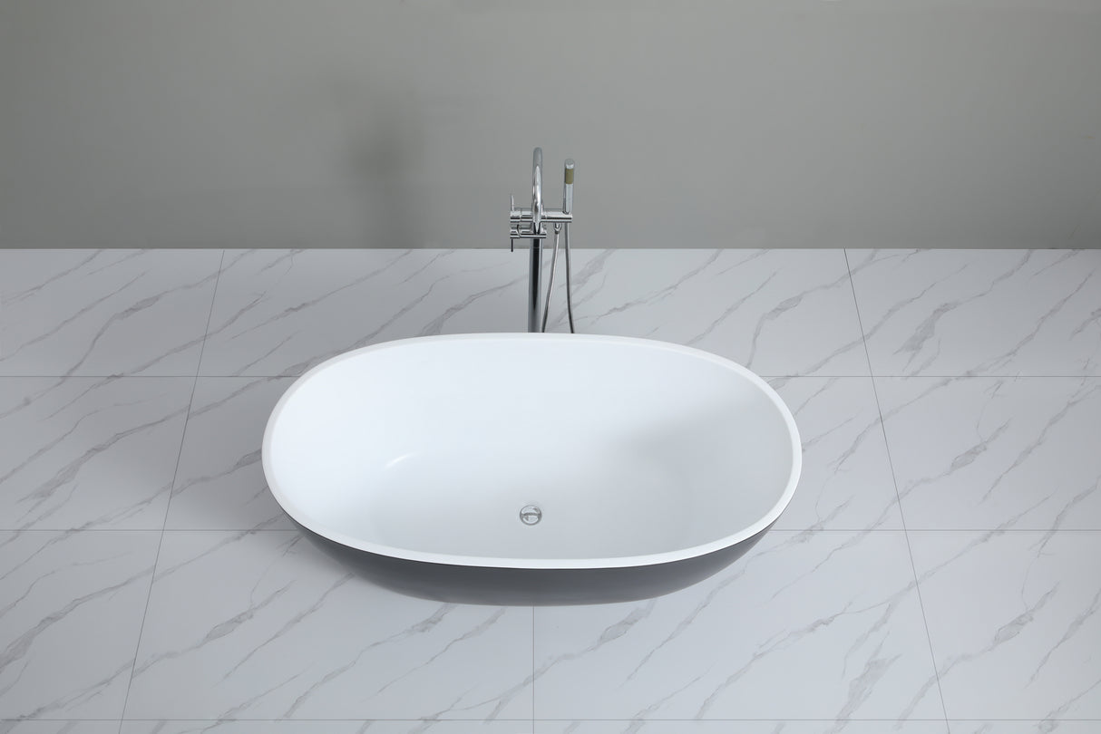 Stella Freestanding Bathtub with Non-Overflow (Matte Black & White) (1500/1700mm) - Clearance