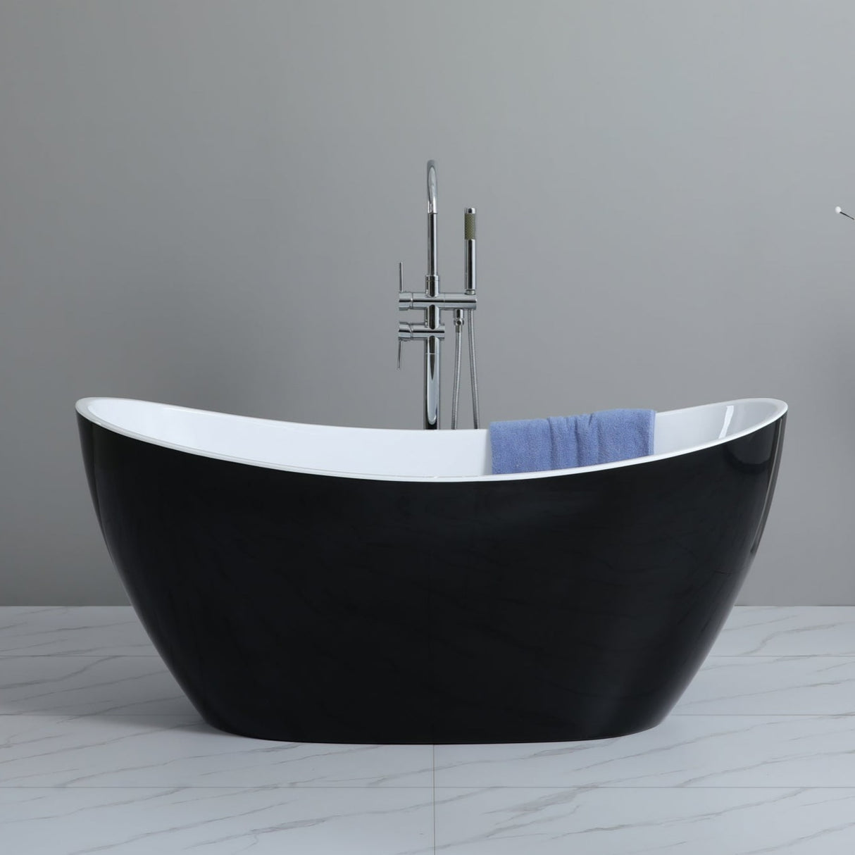 Evie Freestanding Bathtub with Non-Overflow (Matte Black & White) (1500/1700mm)