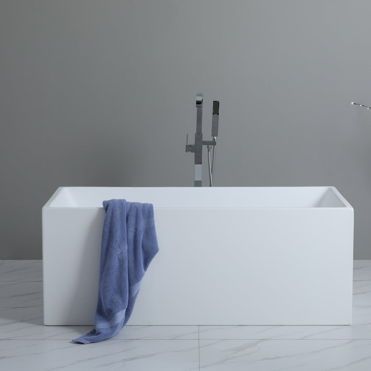 THEO Back to Wall Bathtub with Non-Overflow (Gloss White/Matte White) (All Sizes) - Clearance