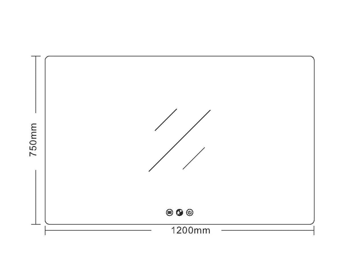 LUNA LED Rectangular Frameless Mirror 1200x750mm