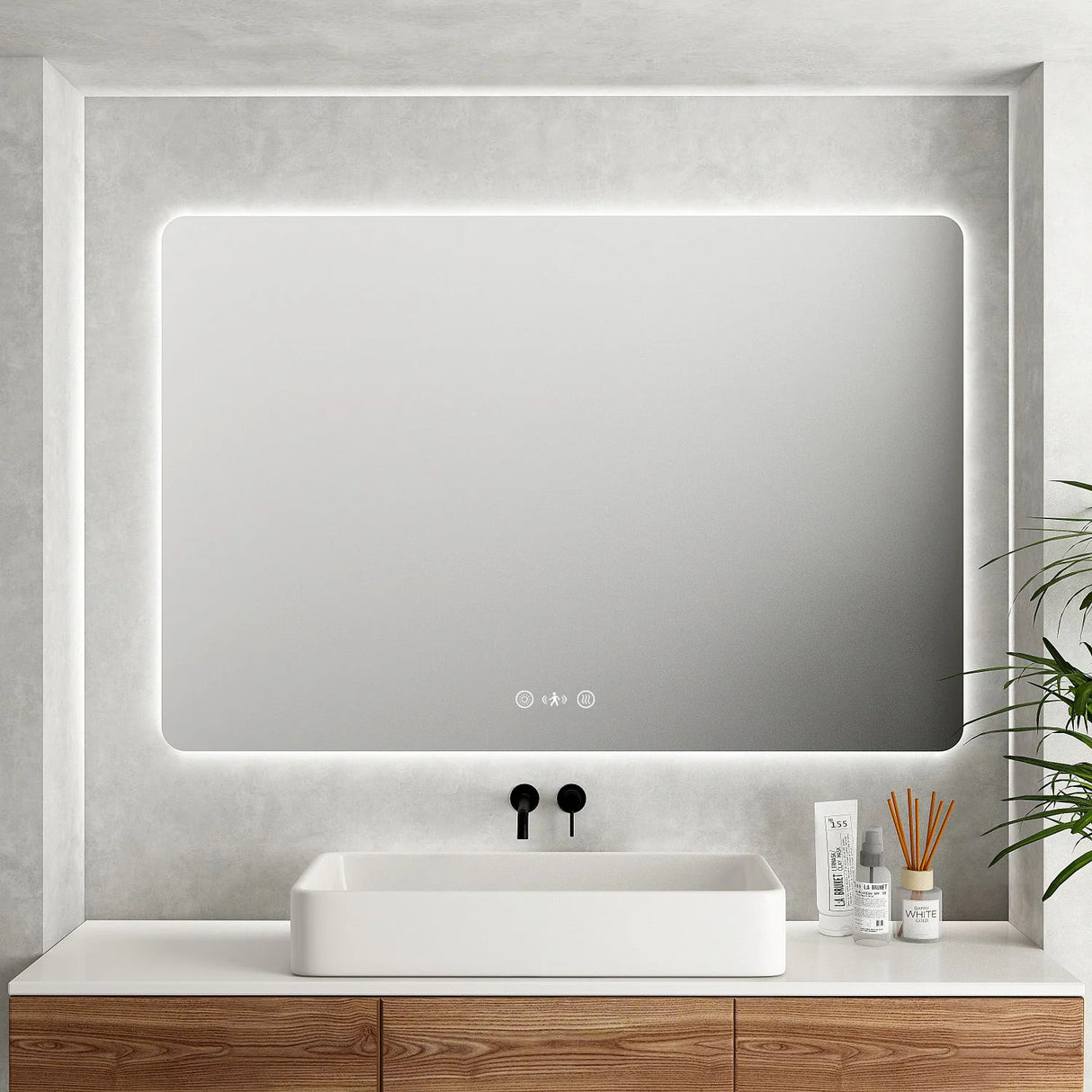 LUNA LED Rectangular Frameless Mirror 1200x750mm