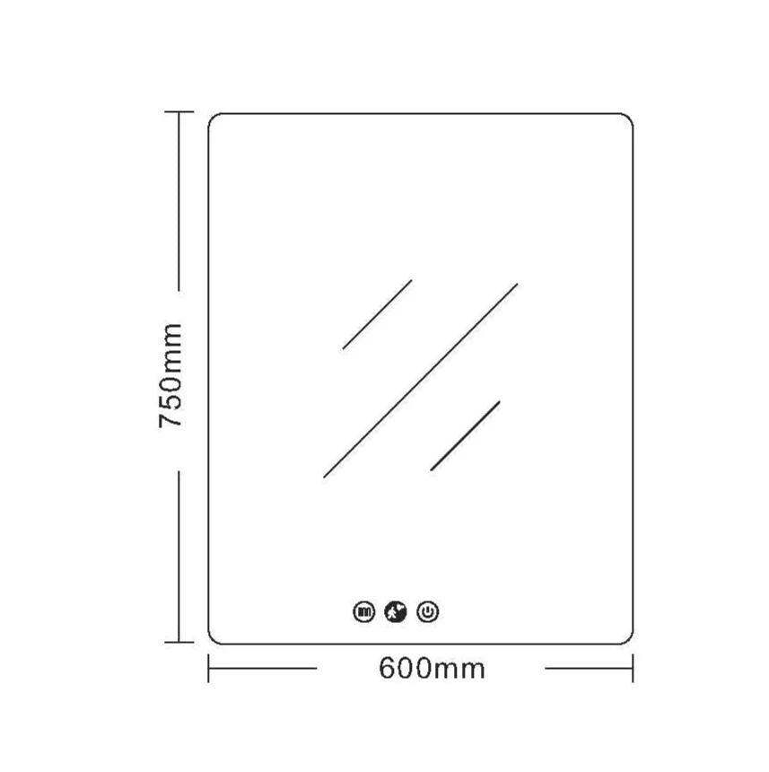LUNA LED Rectangular Frameless Mirror 600x750mm